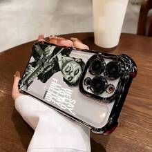 El estuche  es compatible con modelos de  17,16, 15, 14, 13, 12, 11 Pro Max, X, XR, XS Max, 8 y 7 Plus, con un respaldo trasero transparente y suave para proteger contra caídas. - Negro - Ver 5