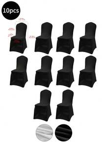 1 cái/4 cái/6 cái/10 cái Vỏ bọc ghế vuông bằng lụa sữa đen, Thiết kế tối giản cổ điển, Vỏ bọc ghế tiệc màu trơn co giãn cao, Có thể tháo rời và giặt được, Thích hợp cho phòng ăn, phòng khách, nhà bếp, khách sạn, Vỏ bảo vệ ghế tiệc, Trang trí mùa thu, Trang trí phòng, Trở lại trường, Đồ dùng học tập - Nhiều màu - Xem 9