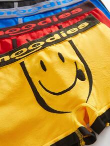 4pcs/Set Teenage Boys' Elastic Waist Smiling Face Seamless Boxer Briefs, Soft Comfortable Breathable Student Underwear, Suitable For Daily Wear, Running, Workout, Basketball - Multicolor - View 5