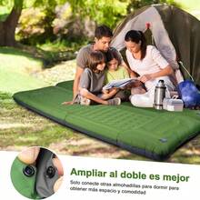 Colchones Inflables, 12cm Colchn de Aire para Acampar Colchoneta Porttil y Plegable Colchn Inflable Ultraliviano con Botones Adapto Multijugador y Individual para Camping Exterior Senderismo - Verde - Ver 5