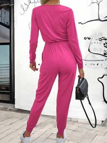 Mono De Mujer Escotado Sexy Comodo y De Moda #SensaciónDelujo #EstiloRomanticoDeSanValentín - Rosa Fucsia N - Ver 5
