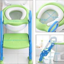 Asiento Entrenador para Inodoro Acolchonado con Escalera (Rosa/Blanco) - Gris - Ver 8
