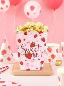10 pièces Boîte de pop-corn en forme de fraise et de marguerite, boîte de rangement de collations, boîte de rangement de bonbons, boîtes alimentaires jetables, boîte de cuisson de biscuits, gobelets à pop-corn, fournitures pour soirée cinéma en famille, vaisselle jetable, fournitures de fête de fraises, fournitures de fête d'anniversaire, fournitures de mariage, faveurs de shower de bébé, décoration de gender reveal party, fournitures de fête de vacances