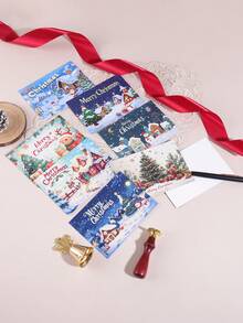 25pcs/Pack Merry Christmas Pattern Vintage Christmas Greeting Cards, Handwritten Thank You Wishes Message Greeting Cards, Gift Box Decorating Holiday Cards, Christmas Gifts For Friends And Family