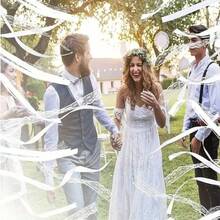 10/20/50 件白色丝带魔杖仙女风格花丝带配金/银铃铛派对用品，用于婚礼、圣诞节挥手欢呼