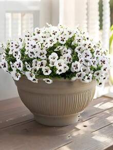 MEHELANY 8pcs Artificial Phalaenopsis Orchids, 13.78" Artificial Tricolor Pansy, Fake Flowers, UV Resistant, Lifelike Blooms, Outdoor Artificial Floral Plants, Suitable For Home Decor, Indoor/Outdoor Decoration, Planters, Front Door, Porch, Patio, Garden - White - View 2