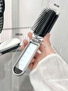 SGIAWETA-X Milania 1pc Foldable Comb - Color, Portable With Built-In Mirror,Hair Brush,Comb,Hair Tools,Hair Products And Accessories Barber Salon Beauty Travel Essentials,Back To School,Travel Holiday Essentials,Hair Accessories Women-Birthdaygift - Bạc - Xem 8