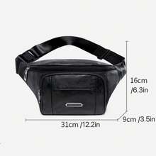 Men's Vintage Brown PU Leather Crossbody Bag, Large Capacity Casual Waist Pack With Adjustable Strap