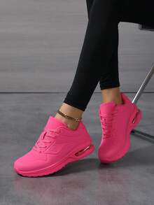 New Retro Fashion Casual Shoes, Comfortable Shock-Absorbing Air Cushion Sneakers, Thick Sole Minimalist Air Cushion Sports Shoes - Hot Pink - View 9