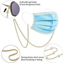 Cadena Gafas 9 Piezas, Cordones para Mascarillas Gafas, Cadena para Gafas Mujeres Hombres Cadenas para Gafas de Sol de Metal Cadenas Gafas con Cristal Cuentas Elegante Gafas Cadena Retenedor para Gafas Mltiples Aplicaciones - A - Ver 5