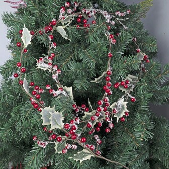 1pc Artificial Christmas Berry Cane Green Leaf Garland Ivy Garland Ornament Artificial Red Berry Siding Cloak Table Home Party Christmas Decoration