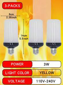 1pc/2pcs/3pcs/4pcs LED Flame Light Bulbs, Yellow/Blue Flickering Light Bulbs With Upside Down Effect, 4 Modes Fire Light Bulbs, E26/E27 Base Flame Bulb For Halloween, Christmas, Party, Indoor And Outdoor Home Decorations
