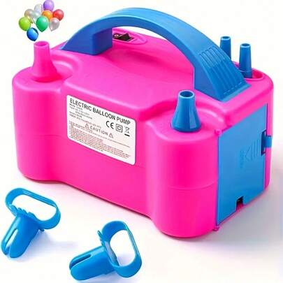 Portable Electric Balloon Pump Double Nozzle Rose Red 120V 600W Balloon Inflator For Party Decoration