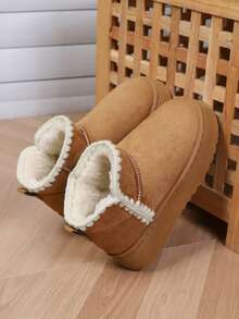 Botas de Neve de Inverno Femininas, Cano Curto, Forro Peludo, Quente, Confortável, Sola Grossa, Botas de Neve para Tornozelo