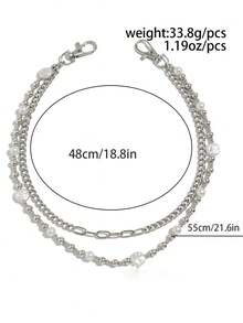 1 pieza Cinturón de cadena de jeans de doble capa con decoración de perlas falsas, accesorio elegante para hombres, adecuado para uso diario y como regalo