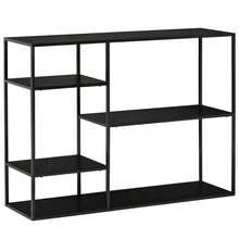 HOMCOM Standregal Bücherregal mit 5 offenen Fächern Aktenregal aus Metall Schwarz 120x35x87 5 cm für Küche and Wohnzimmer