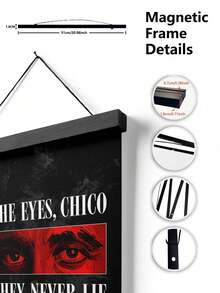 1pc Inspirational Quote Canvas Wall Art Poster, "THE EYES CHICO THEY NEVER LIE" Typography Print, Mysterious Close-Up Eyes Warning Artwork, Aesthetic Wall Decor For Living Room Decor, Bedroom Decor, Bathroom Decor, Corridor And Office Decoration, Modern Motivational Poster For Holiday Home Decor Accent, Optional Frame Hanging Canvas Poster - Multicolor - View 6