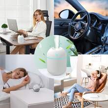 Portable Mini Humidifier, 250ML 3-In-1 Cool Mist With Aroma Pads, Colorful Night Light, USB For Car And Travel - Hồng - Xem 10