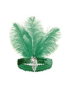 D EXCEED 1/5 Pcs 1920s Women's Artificial Feather Flapper Headband – For Roaring 1920s Themed Parties, Gatsby Galas, 1920s Themed Masquerade Balls, Costume Parties - Multicolor - View 18