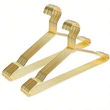 10 قطع شماعات تنورة/فستان مانعة للانزلاق، رف ملابس معدني لتنظيم خزانة الملابس، توفير المساحة (41.5*22*0.4سم) - الذهبي - مشاهدة 10