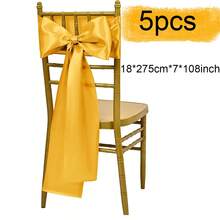 5 件缎面椅子饰带 7x108 英寸适用于婚礼派对宴会仪式餐厅活动派对婚礼装饰缎面椅子蝴蝶结、圣诞节装饰万圣节装饰（多种颜色可选） - 多色18*275cm(5pcs) - 查看 14