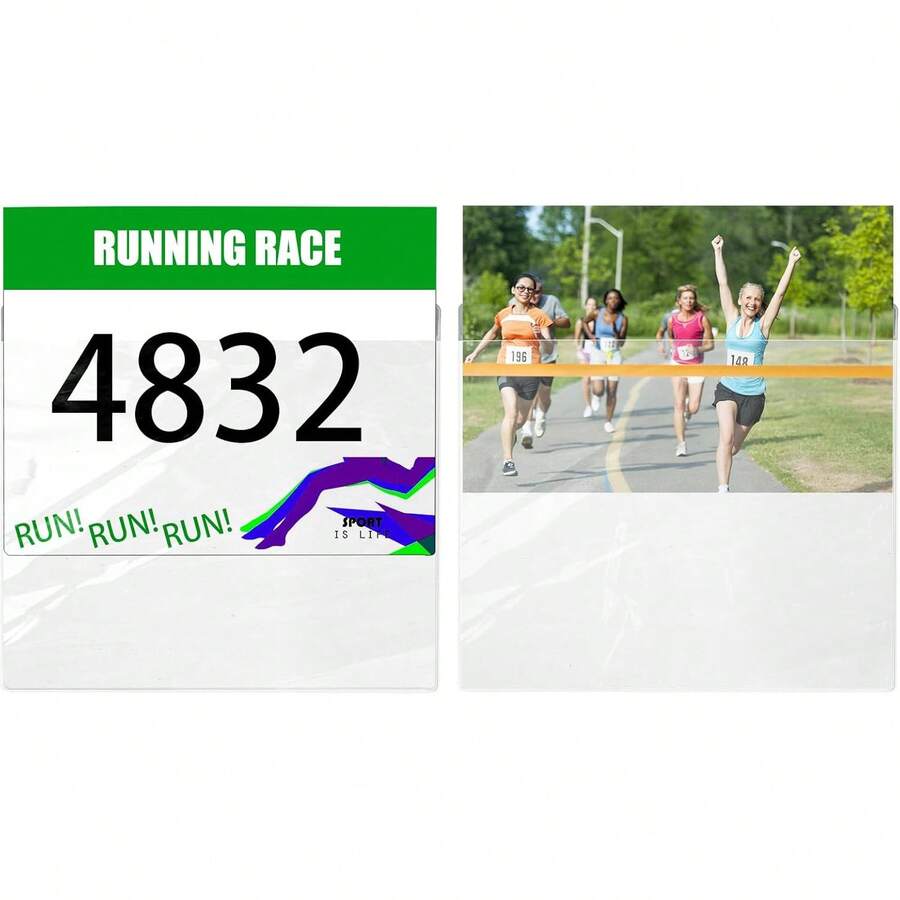 Yarlung 50 Pack Race Bib Display Vinyl Protector Sheets, Running Race Bib Holder Sleeves Runners Players Athletes, Medals Hanger Display