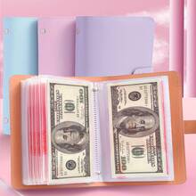 [Leather Currency Album] 50 Sleeves Large Capacity A6 Three-Ring Faux Leather Album For Currency Collection | Rectangular Banknote Storage Box For Coins, Stamps And Cards - Multicolor - View 7