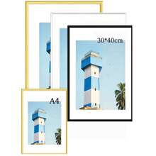 1pc/2pcs Metal Photo Frame, Aluminum Frame, Suitable For Wall Or Desktop Display, Poster, Art Painting, Minimalist & Fashionable Aluminum Alloy Frame, Suitable For Home Living Room, Bedroom, Office Decor, Sizes Include Gold, Silver, Black Aluminum Frames, 30X40cm/A3/A4