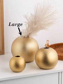 Gold Sphere Vase Set, Modern Ceramic-Look Decorative Vase, Suitable For Dining Table Decor And Home Decoration, Room Decor Glass Vase - Multicolor - View 6