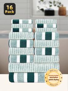 1件/16件/8件毛巾套装 | 时尚奢华混装毛巾套装，超柔软珊瑚绒材质，吸水性强，速干，不褪色，亲肤舒适，男女通用，居家必备，日常使用，适用于浴室、厨房、家居、游泳、旅行、度假、水疗、情人节礼物等多种场合。尺寸：11.81x11.81英寸/30x30厘米，13.78x29.53英寸/35x75厘米，27.56x55.12英寸/70x140厘米 - 彩色 - 查看 17