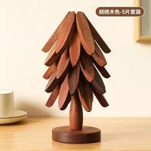 1 Set Of 3 Wooden Heat-Resistant Cup Coasters With Base, Creative Artwork For Dining Table, Decorations For Christmas, Housewarming, Wedding Or Religious Festivals - Multicolor - View 12