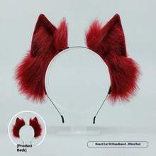猫耳头箍卡哇伊狐狸耳洛丽塔角色扮演头饰日式蓬松发饰可调节耳朵JK角色扮演头饰 - 彩色 - 查看 8