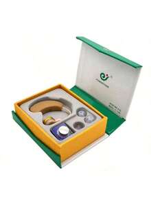 Audífono Retroauricular para Personas Mayores, Amplificador de Sonido para Pérdida Auditiva, Audífono para Adultos con Discapacidad Auditiva, Ajuste de Volumen, Kit Completo con Tapones y Pilas, Fácil de Usar - Caqui - Ver 6