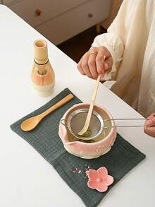 1/4/6/8pcs Pastel Pink Sakura Matcha Bowl Set, Suitable For Making Matcha Latte, Perfect Gift For Matcha Lovers, Song Dynasty Tea Ceremony Tool, Ideal For Matcha Beginners - Multicolor - View 7
