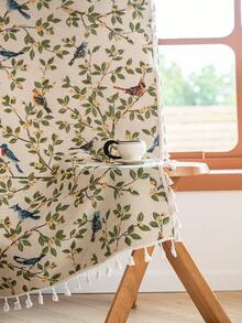 1 件复古花卉和鸟类提花窗帘，涤纶房间窗帘，客厅窗帘，厨房窗帘，杆袋窗帘，适用于厨房和各种房间 - 无配件，可机洗，秋季装饰，四季皆宜 - 彩色 - 查看 11