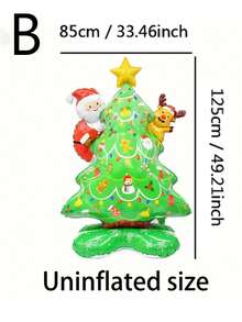 4 件圣诞树充气气球、圣诞装饰大型 3D 圣诞树铝箔气球、圣诞装饰品、充气雪人立式气球、主题派对背景、庭院装饰、圣诞户外派对装饰、家居装饰、新年装饰、商场橱窗装饰 - 彩色 - 查看 10