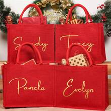 1PC Personalized Red Christmas Gift Bags, Customizable Storage Party Bags For Weddings, Anniversaries, Birthdays, Housewarming And Holiday Gifts, Multipurpose Gift Pouch For Bride And Groom - Red - View 3