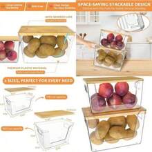 2 Set Pantry Organizer Storage Stackable Kitchen Storage Bins With Lid And Handle Clear Plastic Containers For Potato Onion Garlic Fruit Vegetable Produce - 2 Pack - View 1