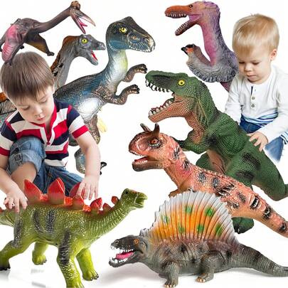 8 PCS Jumbo Dinosaur Toys For Kids Toddler 3-5, Realistic Dinosaur Toys For Kids - Large Dino Playset For Boys And Girls 3 4 5 6 7 Year Old Children Birthday