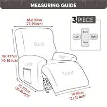 Stretch Recliner Chair Cover 3-Pieces Recliner Covers For Recliner Chair With Pockets Soft Jacquard Reclining Chair Cover Furniture Protector With Elastic Straps Bottom (1 Seater) - Lush - View 2