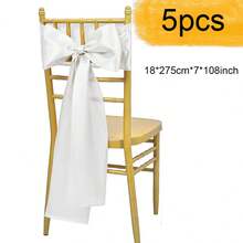 5 件缎面椅子饰带 7x108 英寸适用于婚礼派对宴会仪式餐厅活动派对婚礼装饰缎面椅子蝴蝶结、圣诞节装饰万圣节装饰（多种颜色可选） - 多色18*275cm(5pcs) - 查看 33