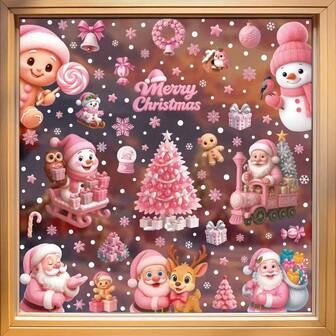 Christmas Decorations Creative Static Stickers, Mall Window Display Decor, Santa Claus Glass Stickers