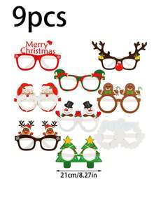 9Pcs-Christmas Glasses Frame, Fun Santa Claus, Christmas Tree, Reindeer Shaped Paper Glasses - Party Gift, Christmas Party Glasses Costume Eyeglasses Accessories For Christmas Gifts Holiday Photo Props,Christmas Gift Accessories, Holiday Party Supplies Christmas Decoration Accessory, Used For Photo Booth Props And Christmas Decorations - Novel Accessories For Holiday Celebrations