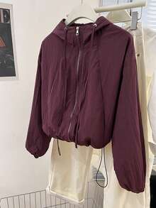 Chaqueta de invierno para mujer de Vera Lane, estilo coreano, casual, holgada, retro, versátil, para calle, deportes al aire libre, fitness, de unicolor, con capucha, de manga larga, de estilo funcional, ropa de vuelta al colegio, ropa de calle, estilo "old money", atuendo para el aeropuerto, ropa vintage, ropa de playa con protección solar para mujeres