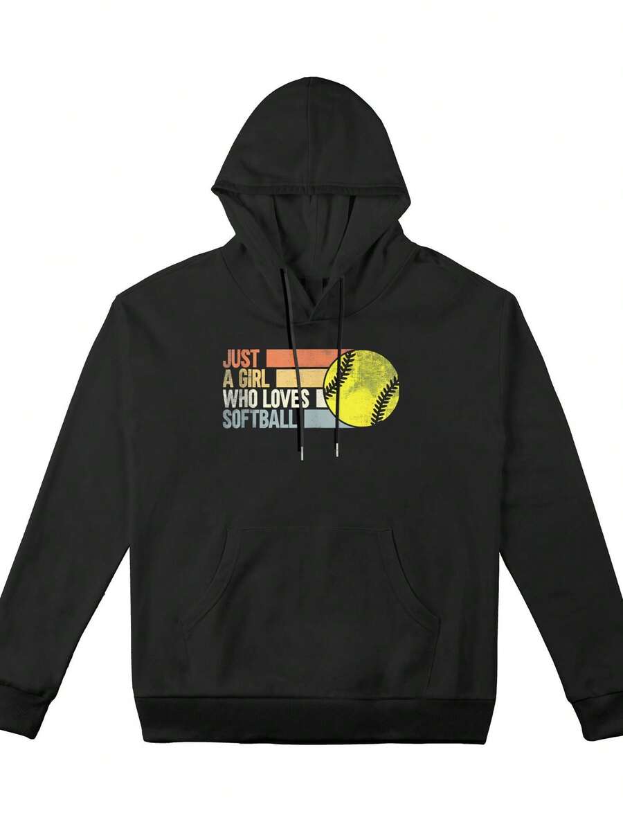 Women's Plus-Size Sweatshirt, Just A Girl Who Loves Softballcasual Style Sweatshirt, A Must-Have For Daily Travel, Suitable For All Seasons.