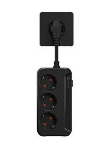 1pc Vertical Compact Schuko Power Strip, 3 German Standard Outlets, 2500W HighPower Extension Cord With One-Touch Switch, Space Saving Desktop Socket ForHome Office - EU E Type Plug(220-240V) - View 17