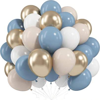 20/40pcs Set Of Matte Blue, Opaque White, Vintage Beige And Metallic Gold Balloons, Suitable For Christmas, Birthday, New Year, Wedding Decoration, Indoor And Outdoor Scenes, Christmas Tree Decoration, Etc.
