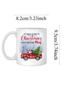 1 cană cu tematică de Crăciun, aceasta este cana mea de Crăciun cu filmul vizionând. Cadouri de Crăciun, cană amuzantă cu cacao și cafea. Cană vintage drăguță pentru iubitorii de filme, cadou de Crăciun pentru prietenii de iarnă. - Multicolor - Vizualizare 3