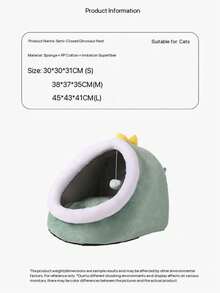 1 pieza Cama para gato/perro, Casa de mascotas cerrada y cálida para invierno, Extraíble y lavable, Diseño lindo para perros y gatos pequeños