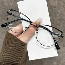 Graceful Full Rim Round Eyeglasses - Metal Frame, Clear Lens, Suitable For School, Business Or Fashion Accessories, Fashionable Eyeglasses, Durable Eyeglasses, Women's Optical Lenses, Women's Rest Eyeglasses, Women's Optical Eyeglasses, Women's Lens Frames - 玫瑰金 - 查看 6